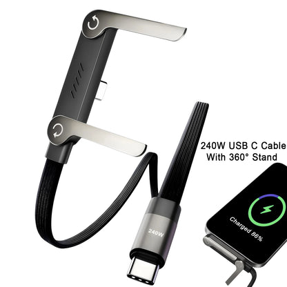 Fast Charging Foldable Phone Holder with Type-C 3.2 Data Cable™