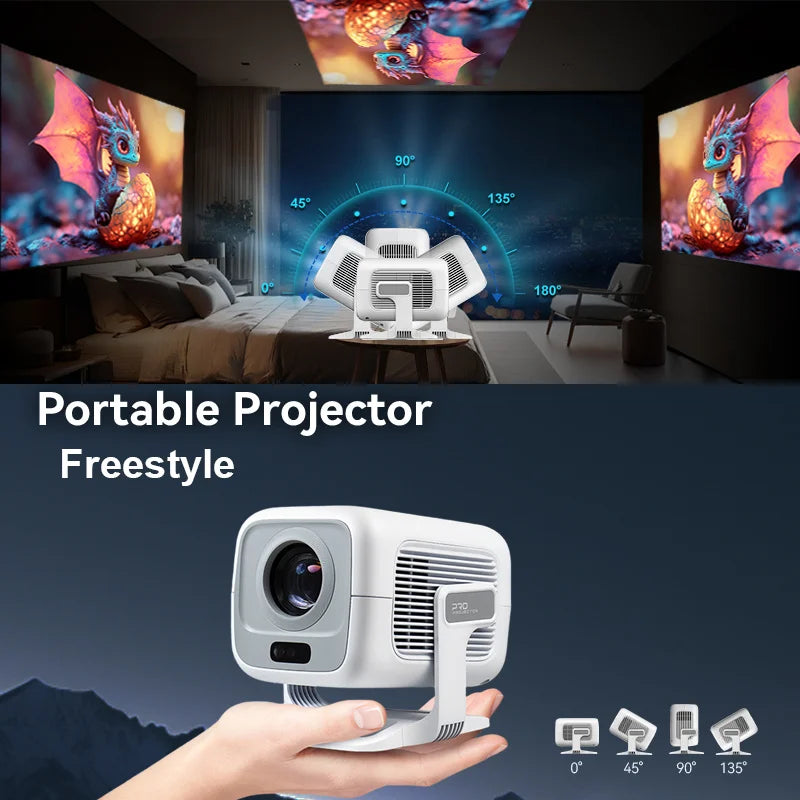 HUAWEISHI 4K Android Projector – 600 ANSI, Auto FocusTM