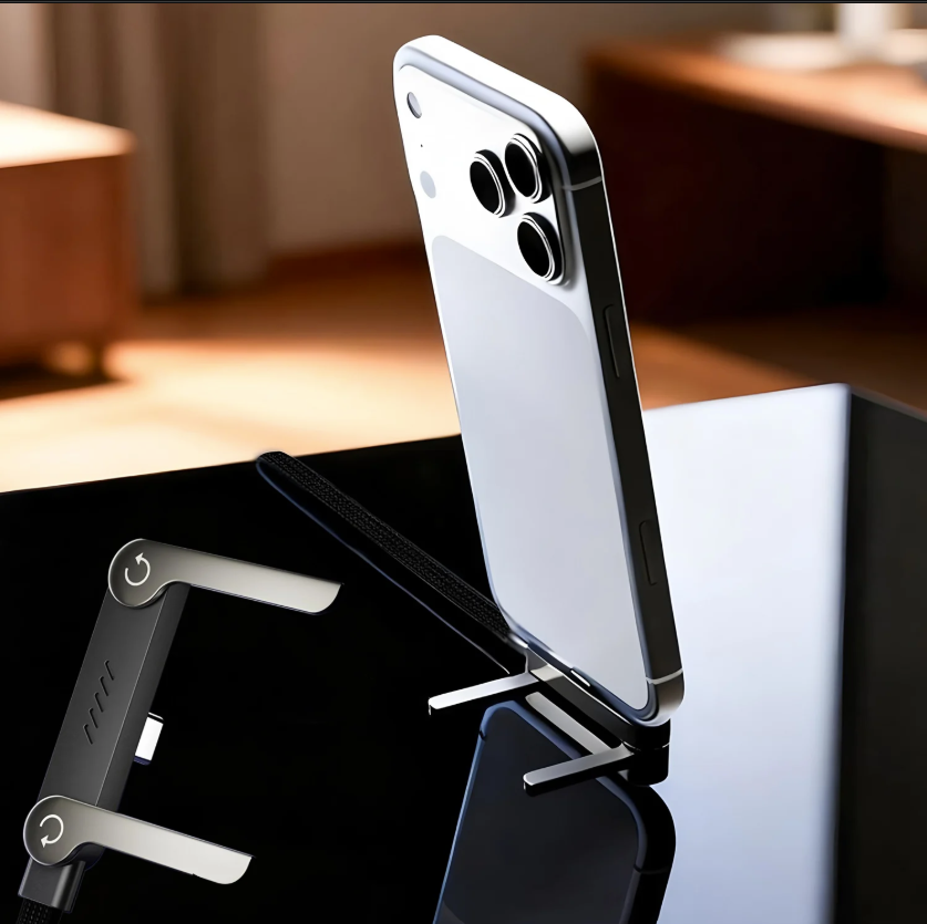 Fast Charging Foldable Phone Holder with Type-C 3.2 Data Cable™